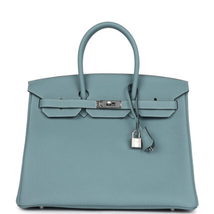 Hermes Birkin 35 handbag Ciel Togo Palladium Hardware