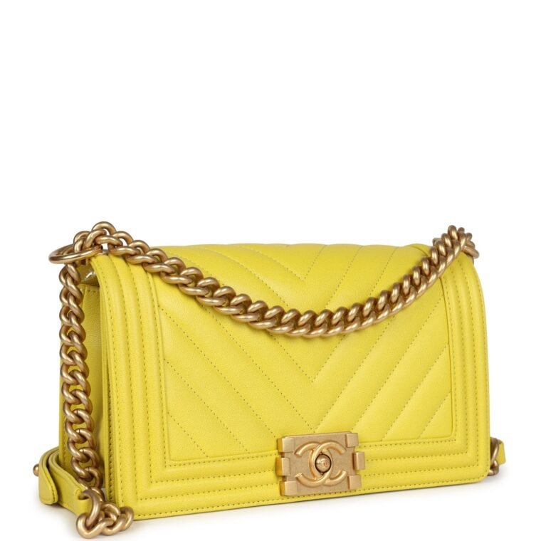 Chanel Medium Boy Yellow Calfskin for Sale — alternate view