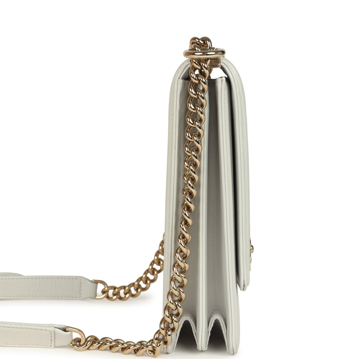 Pre-Owned Chanel Boy Grey Iridescent Calfskin — view 4