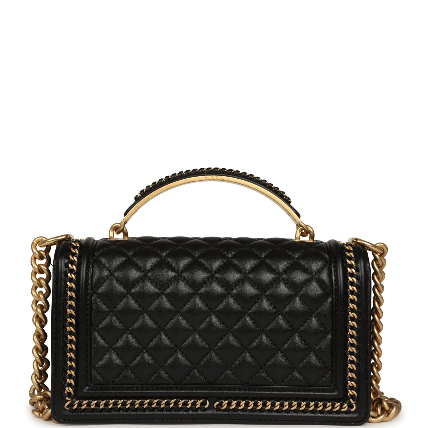 Chanel Medium Top Handle Black Shiny Lambskin — view 5