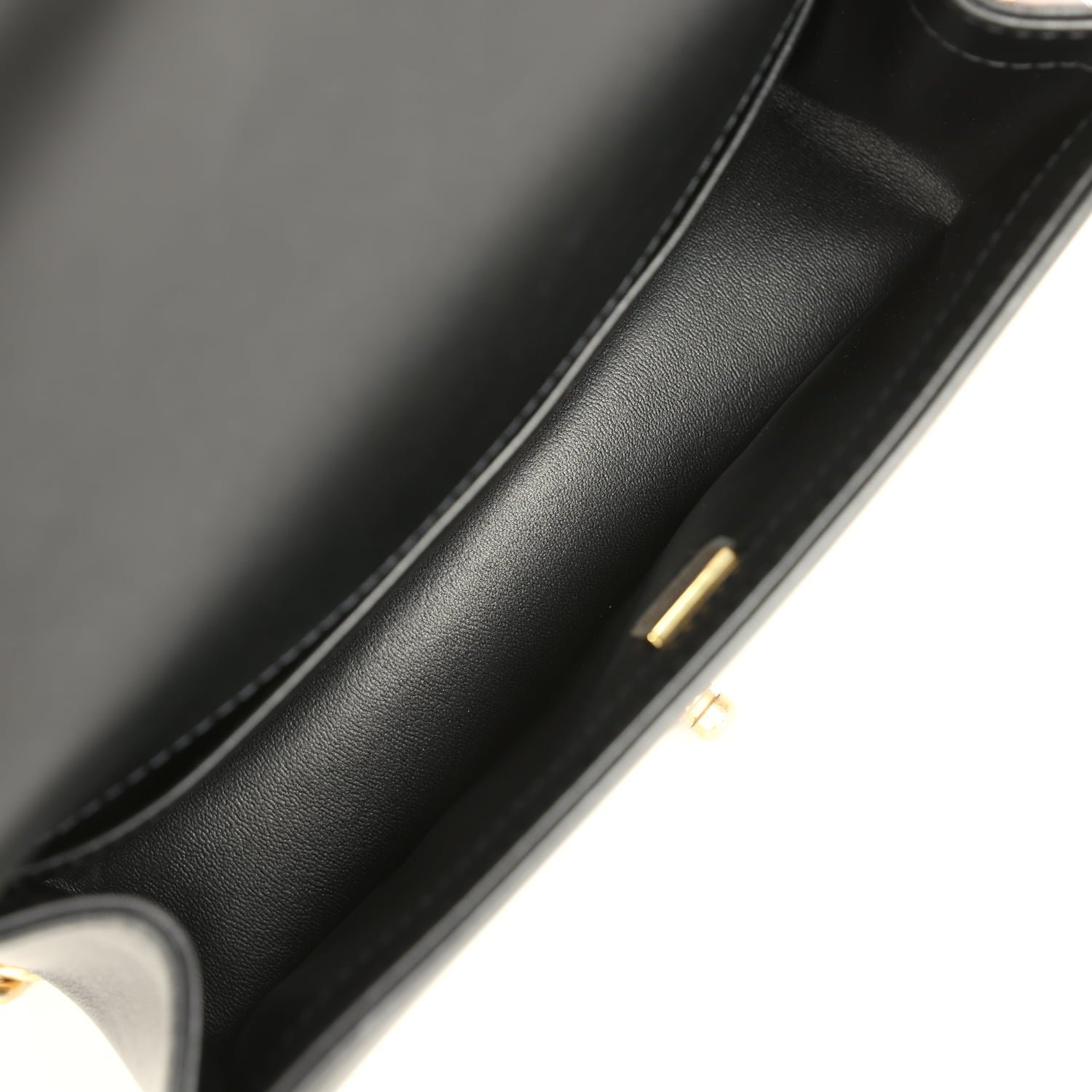 Chanel Medium Top Handle Black Shiny Lambskin — view 8