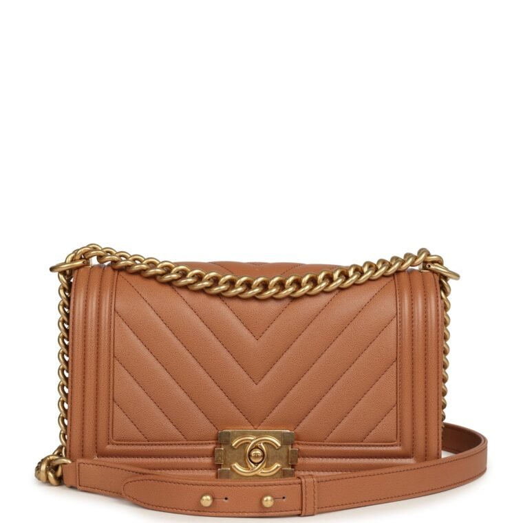 Pre-Owned Chanel Medium Boy Brown Caviar for Sale