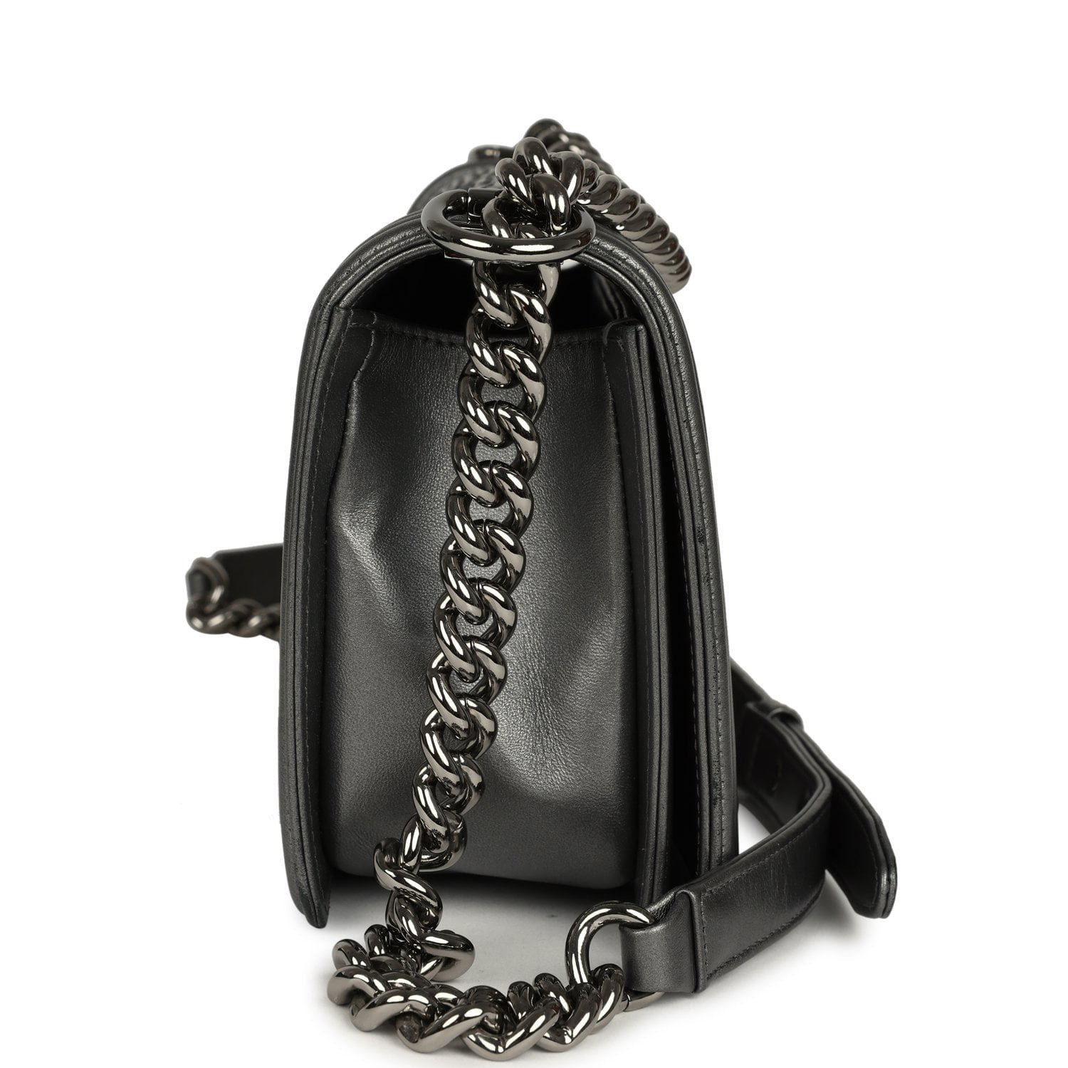 Pre-Owned Chanel Medium Boy Silver Python — view 4