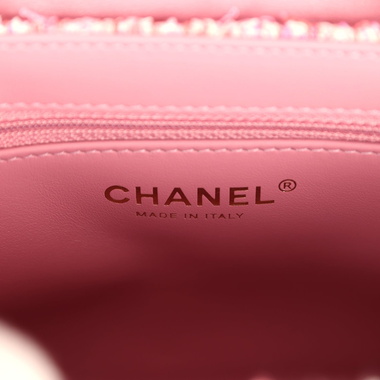Chanel Small Kelly Shopper Pink Tweed Brushed Gold — view 9