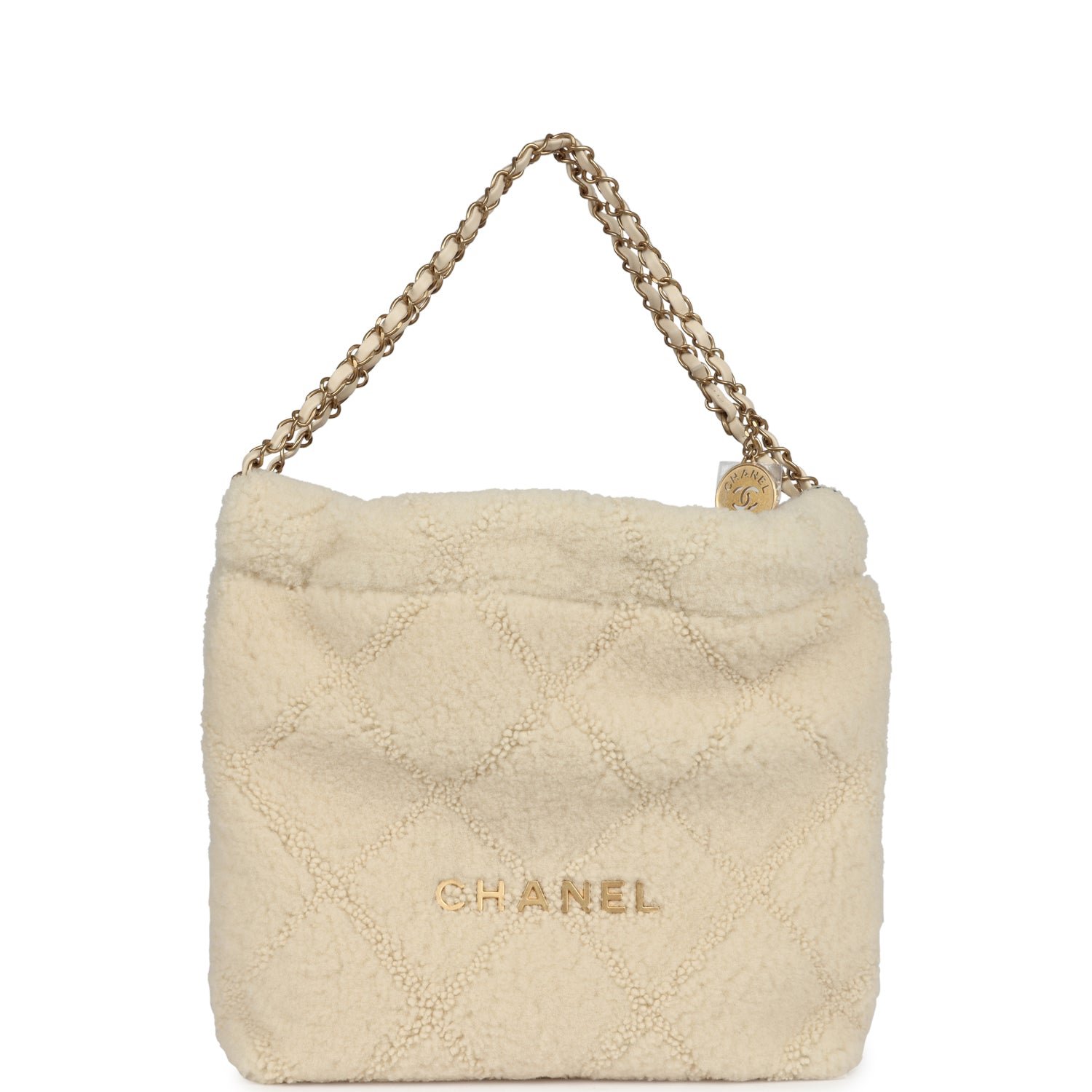 Chanel Small 22 Bag Ecru Shearling