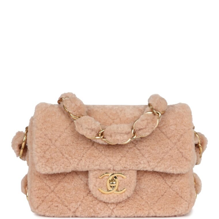 Chanel Small Flap Bag Light Pink Shearling for Sale