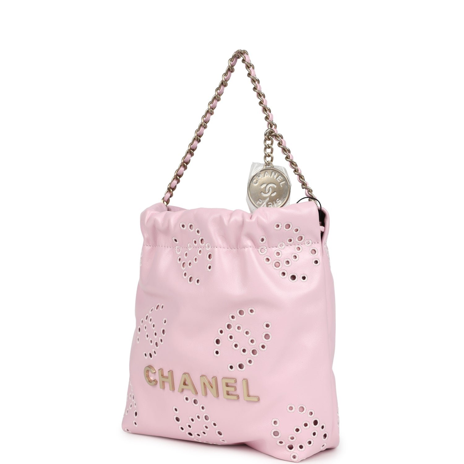 Chanel Mini 22 Bag Pink Calfskin — view 3