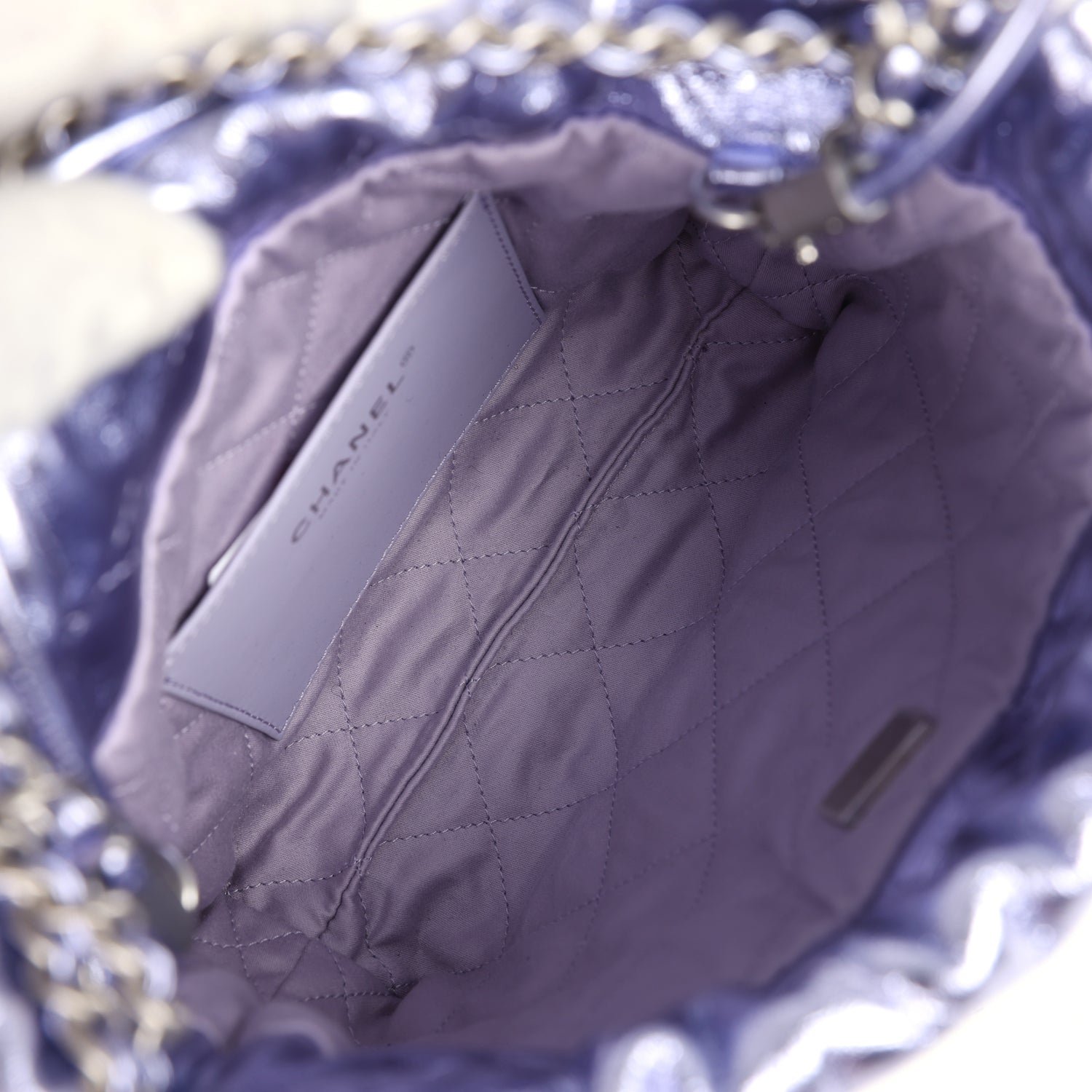 Chanel Mini 22 Bag Purple Metallic Calfskin — view 9
