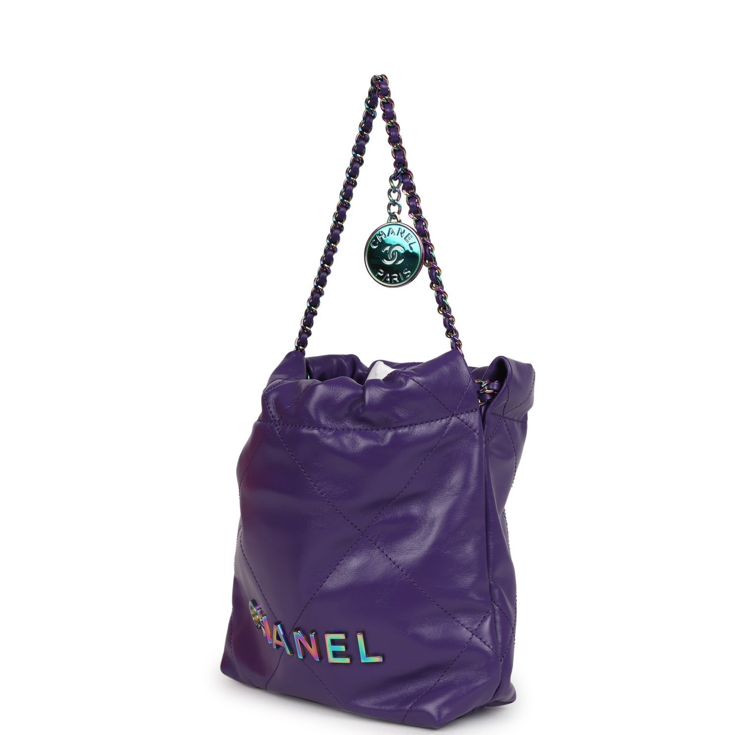 Chanel Mini 22 Bag Purple Lambskin — view 2