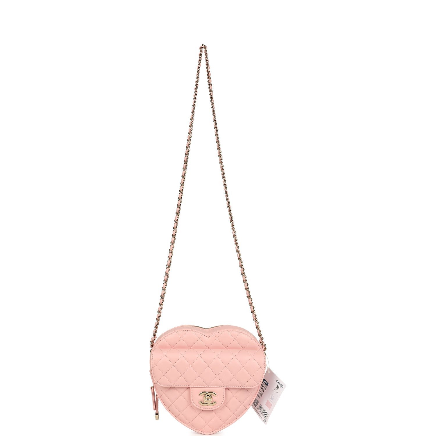Chanel Large Heart Bag Light Pink Lambskin — view 6