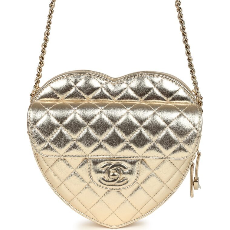 Chanel Large Heart Bag Gold Lambskin for Sale