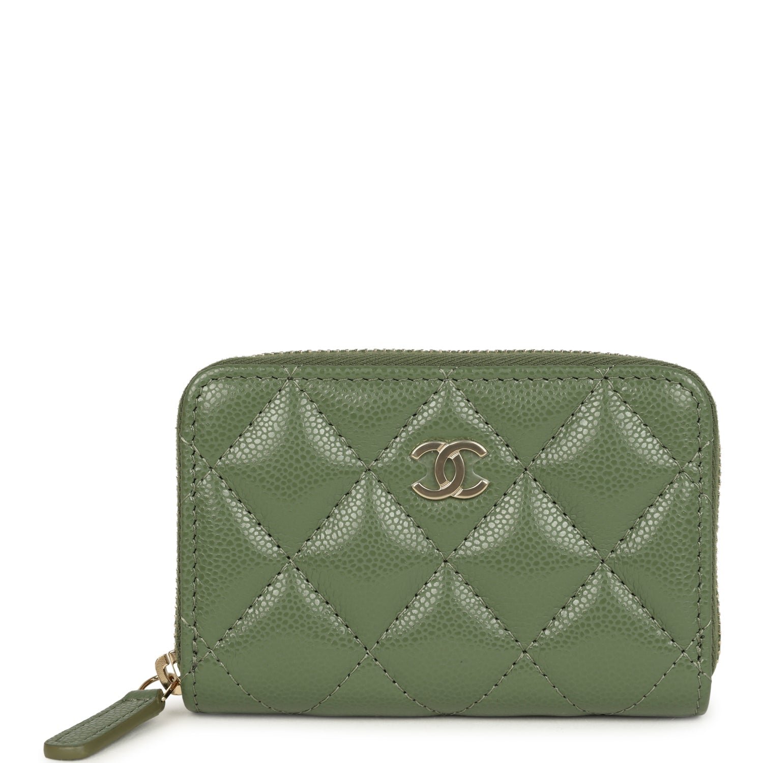 Chanel Coin Purse Khaki Shiny Caviar