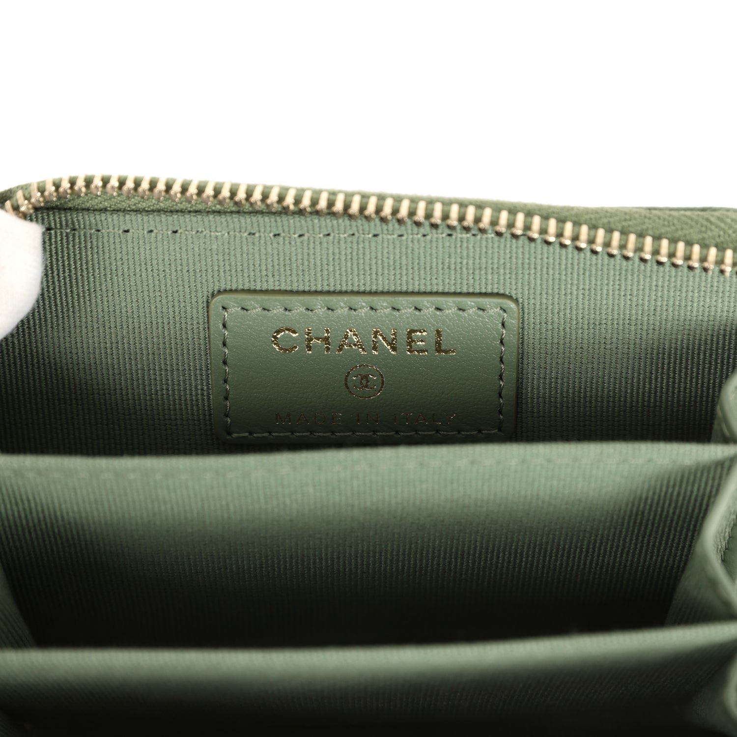Chanel Coin Purse Khaki Shiny Caviar — view 9