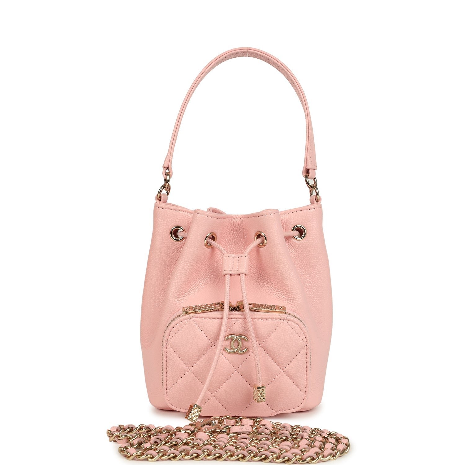 Chanel Mini Bucket Bag Pink Shiny Caviar