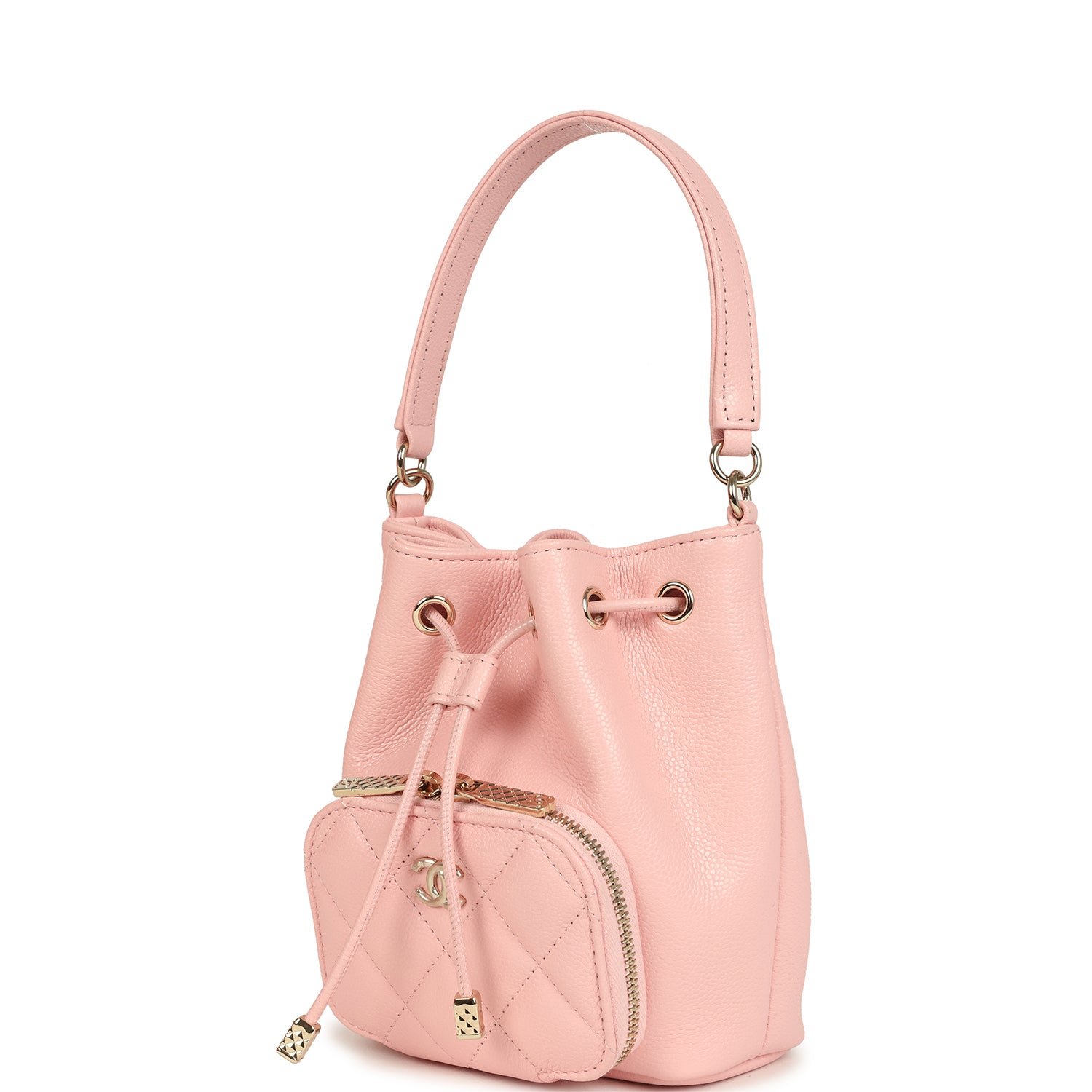 Chanel Mini Bucket Bag Pink Shiny Caviar — view 3