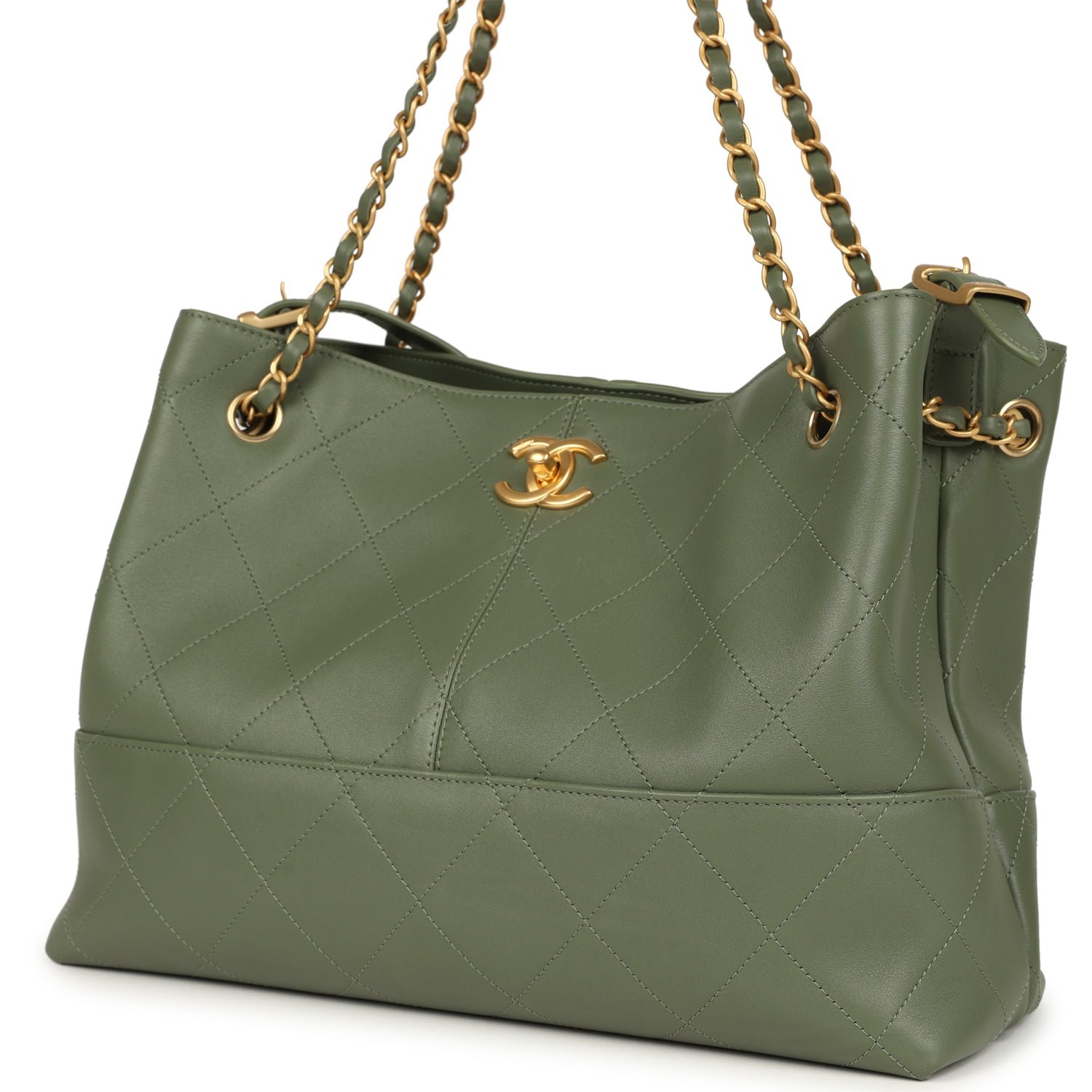 Chanel Small Hobo Khaki Calfskin — view 4