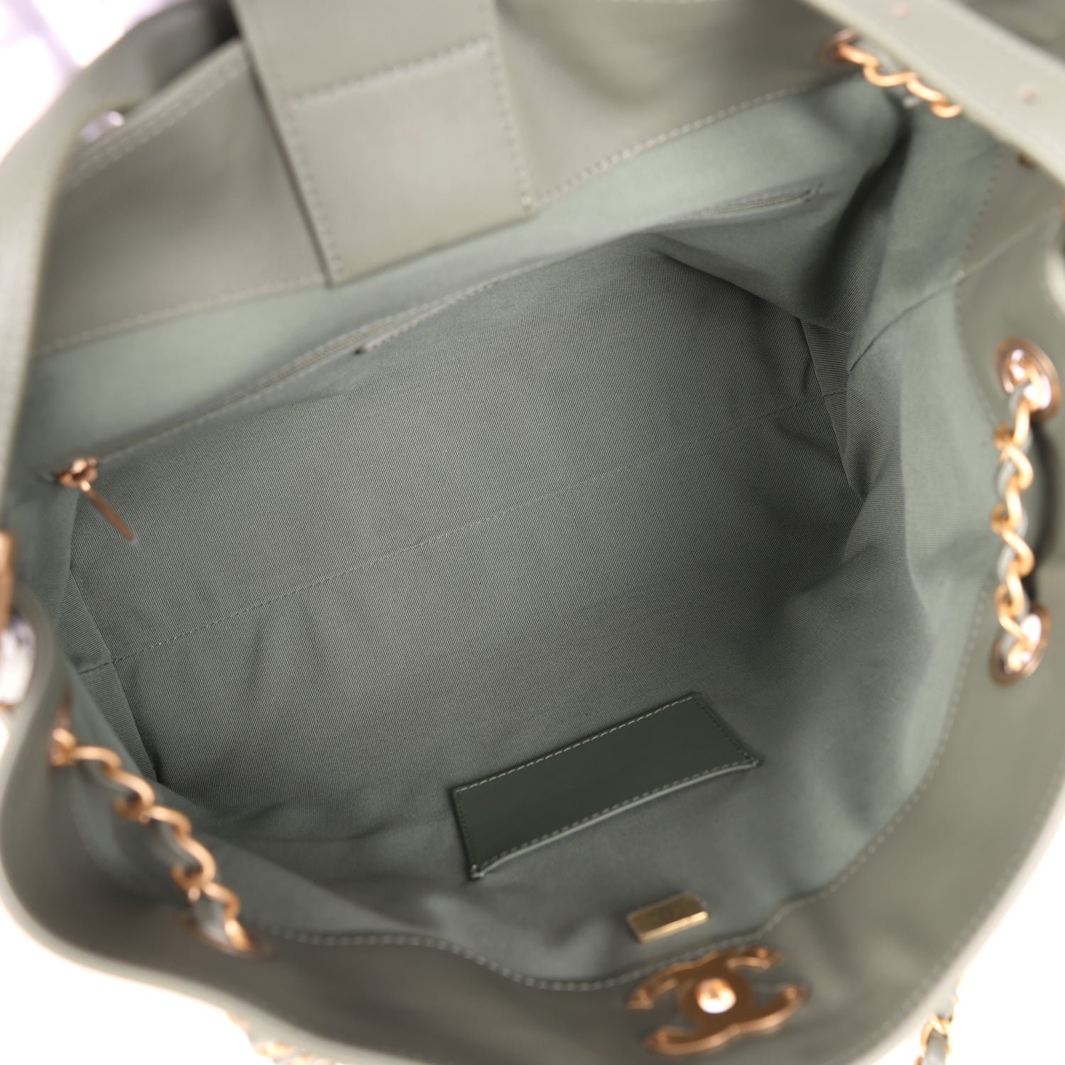 Chanel Small Hobo Khaki Calfskin — view 8