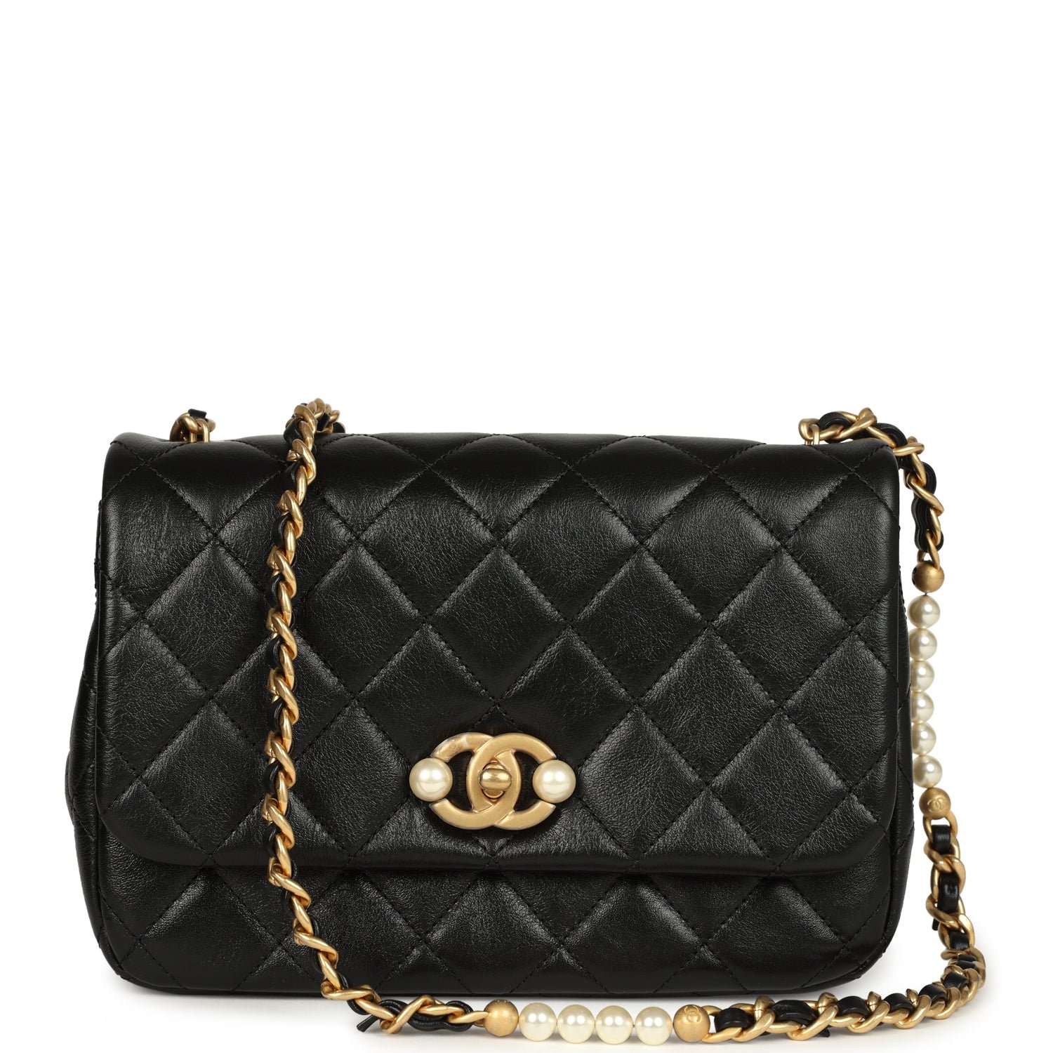 Chanel Small Flap Bag Black Calfskin Brushed Gold