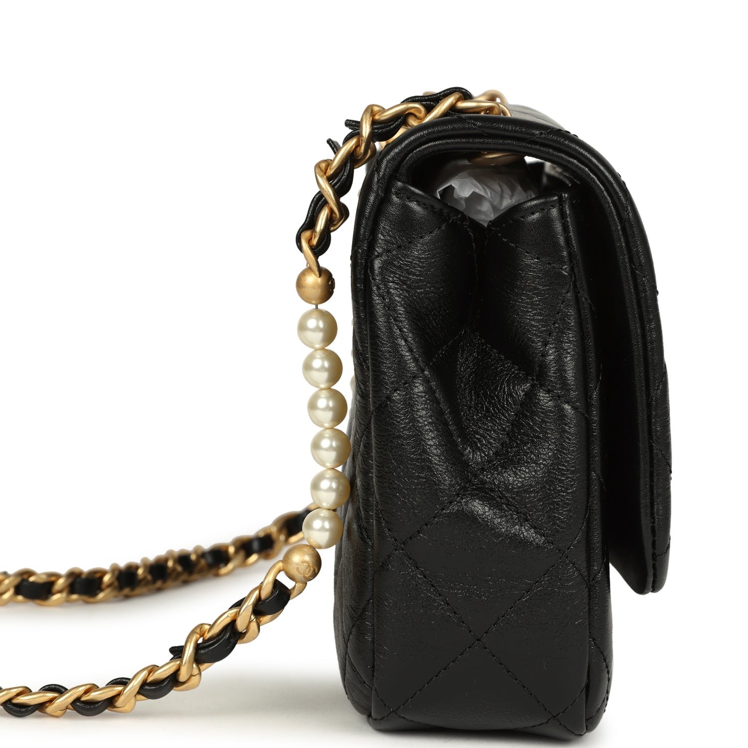 Chanel Small Flap Bag Black Calfskin Brushed Gold — view 4