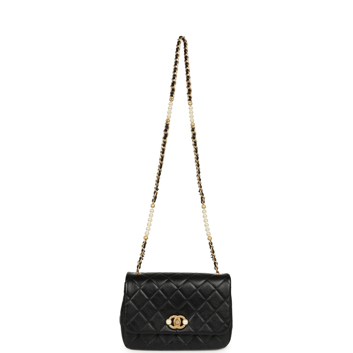Chanel Small Flap Bag Black Calfskin Brushed Gold — view 7