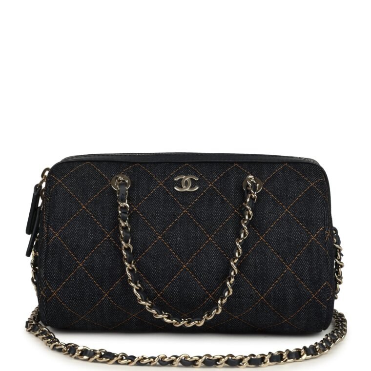 Chanel Mini Timeless Barrel Bag Denim Light Gold for Sale