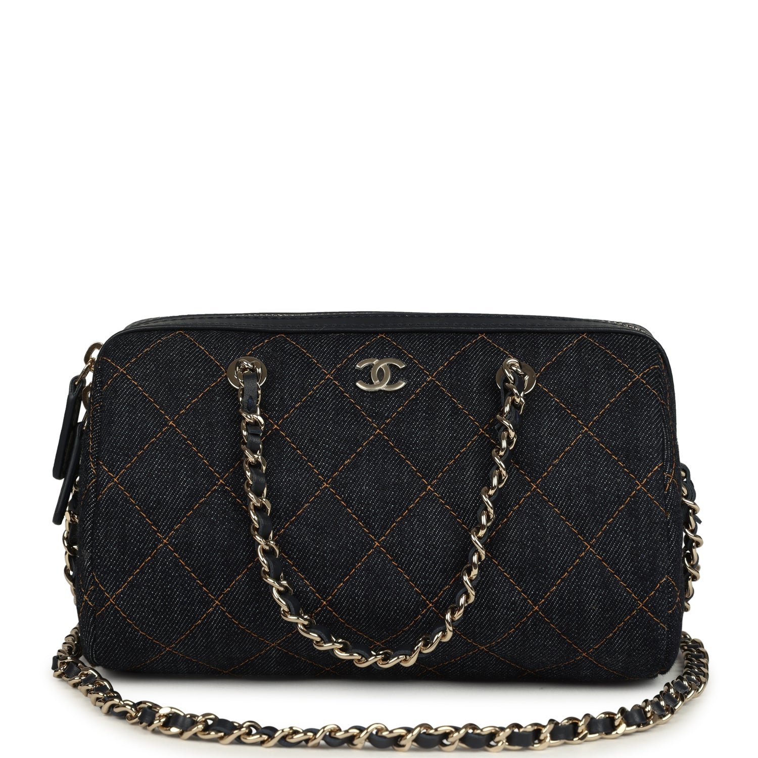 Chanel Mini Timeless Barrel Bag Denim Light Gold