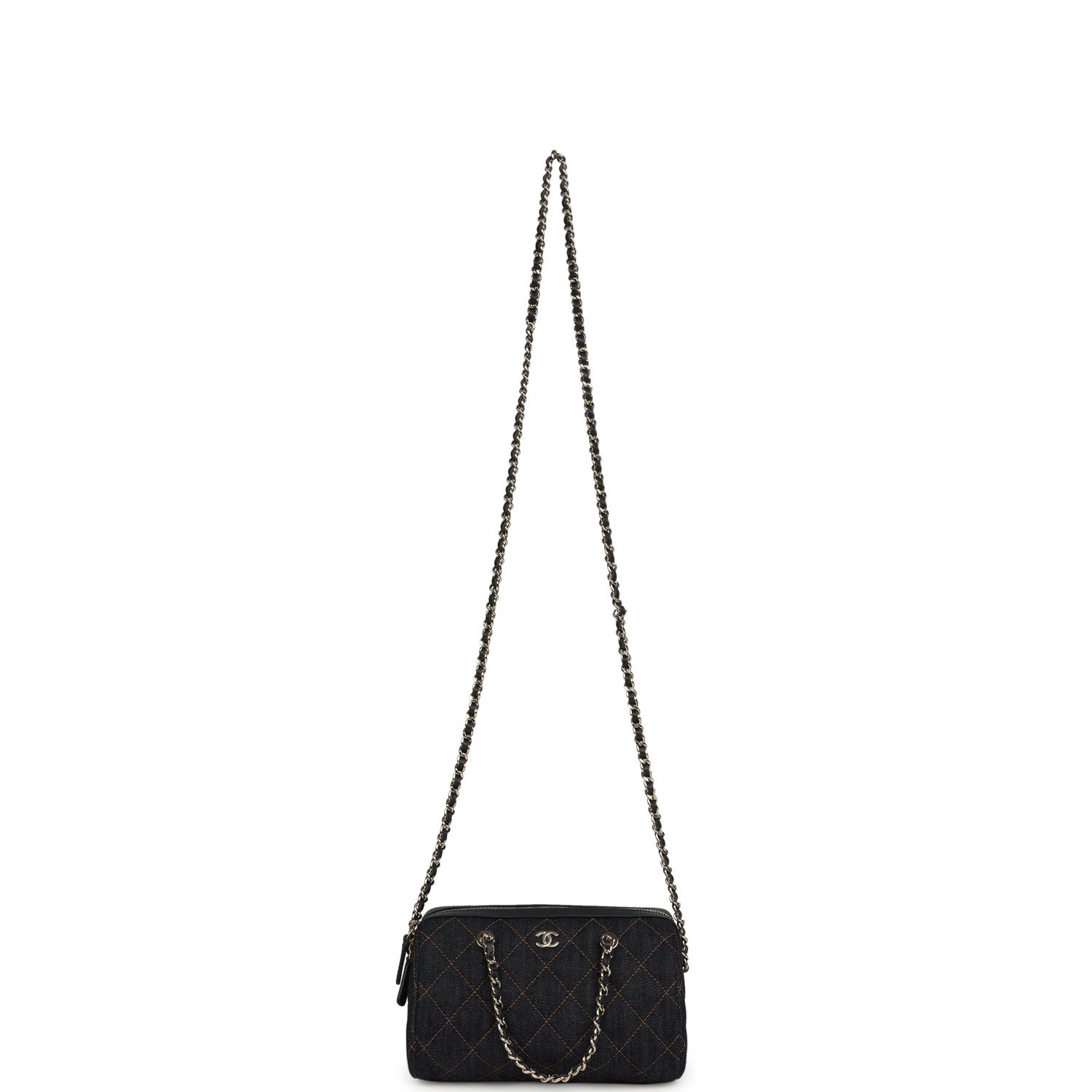 Chanel Mini Timeless Barrel Bag Denim Light Gold — view 7