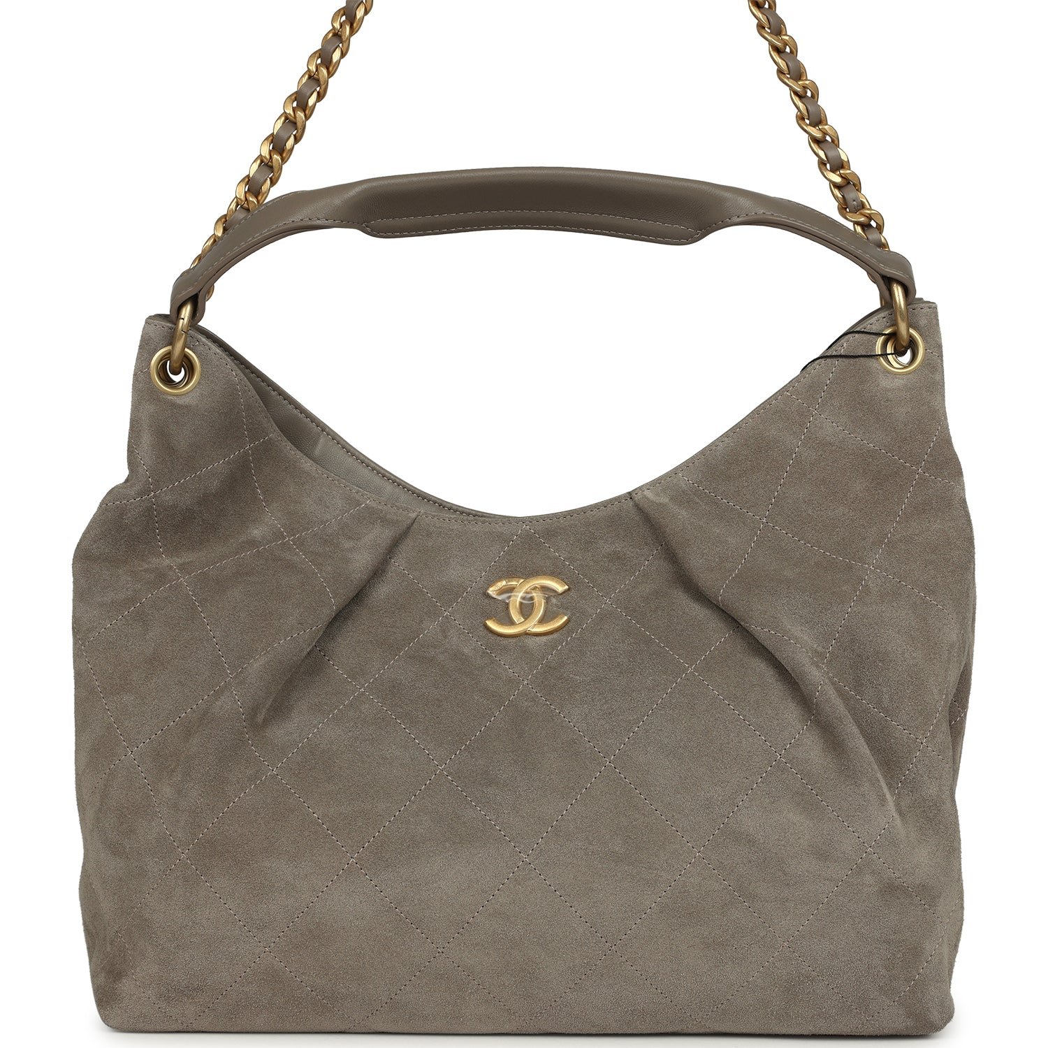 Chanel Maxi Hobo Grey Suede