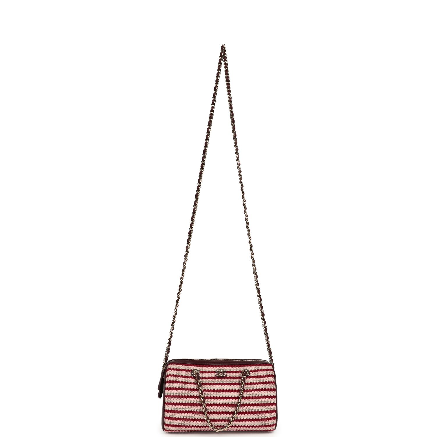 Chanel Mini Timeless Barrel Bag Burgundy Lambskin — view 6