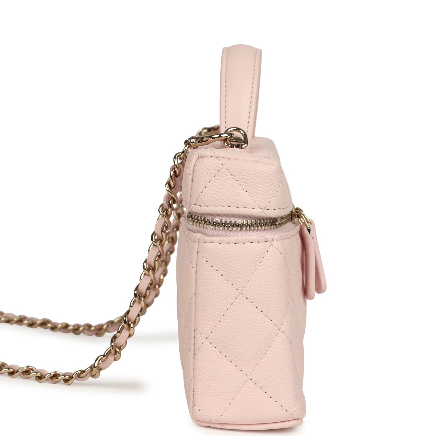 Chanel Vanity Case Light Pink Shiny Caviar Light Gold — view 4