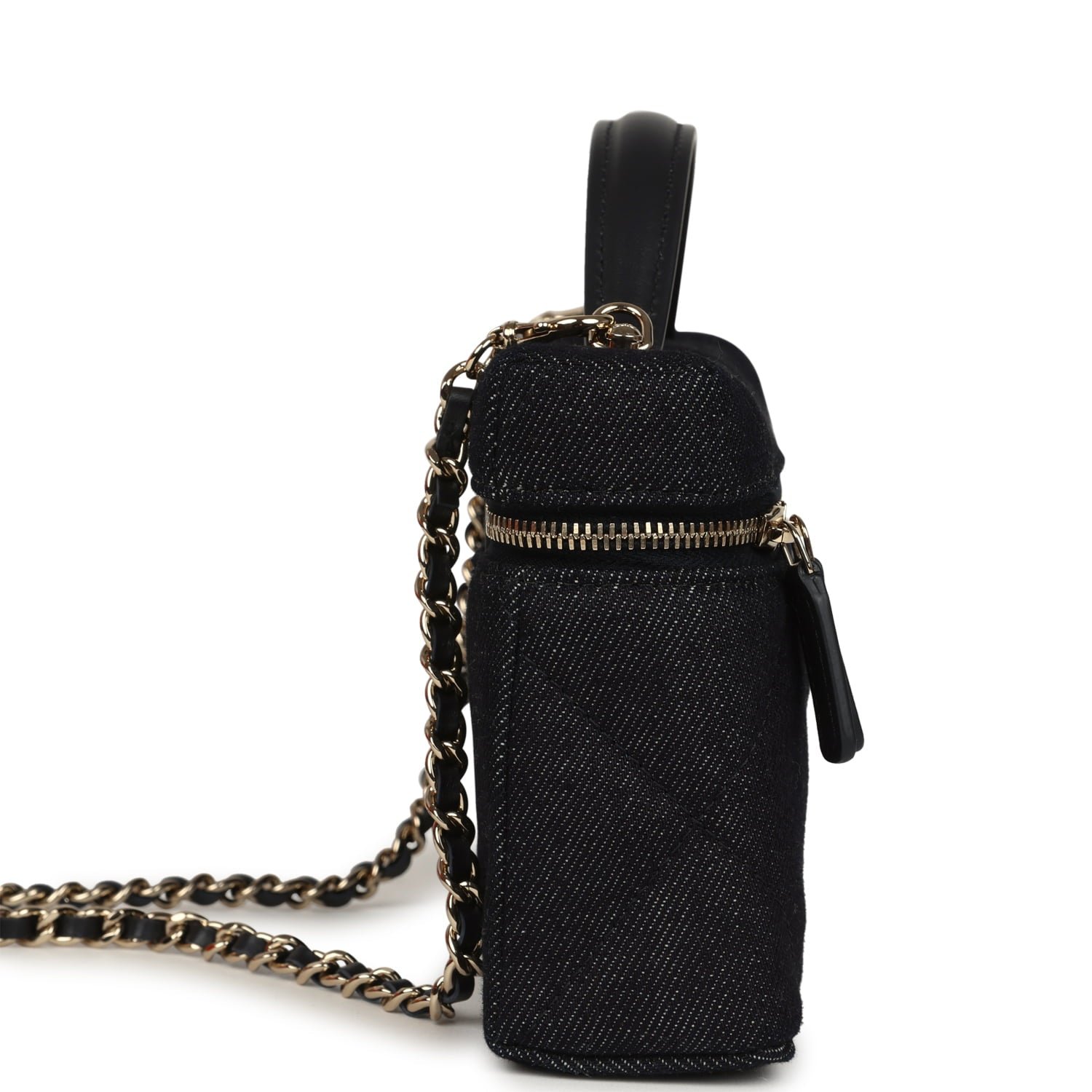 Chanel Vanity Case Dark Blue Denim Light Gold — view 4