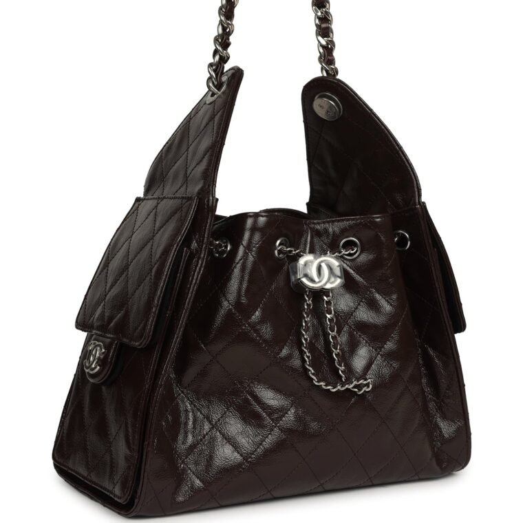 Chanel Small Hobo Brown Calfskin Silver for Sale — alternate view