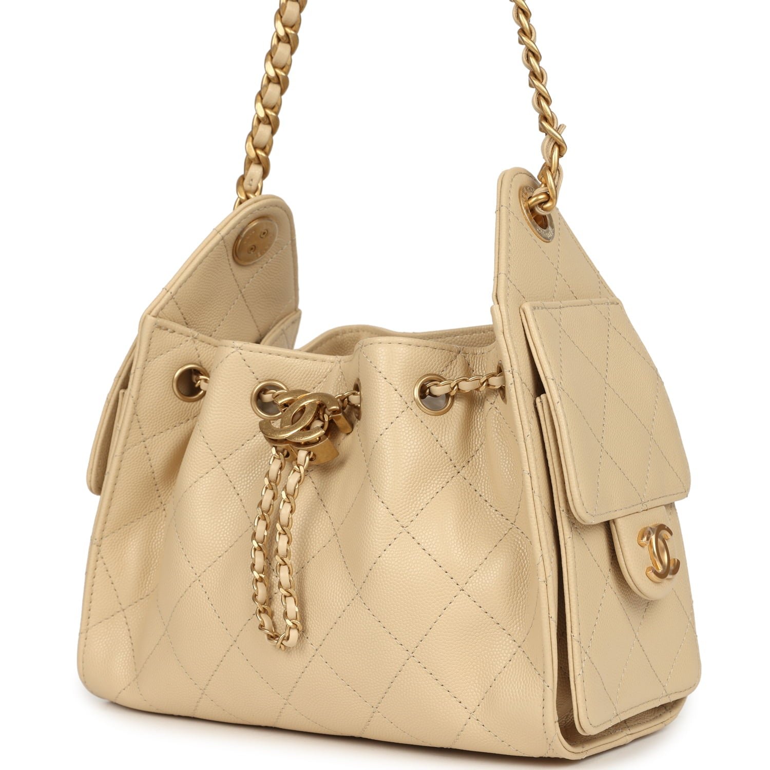 Chanel Mini Hobo Light Beige Caviar — view 3