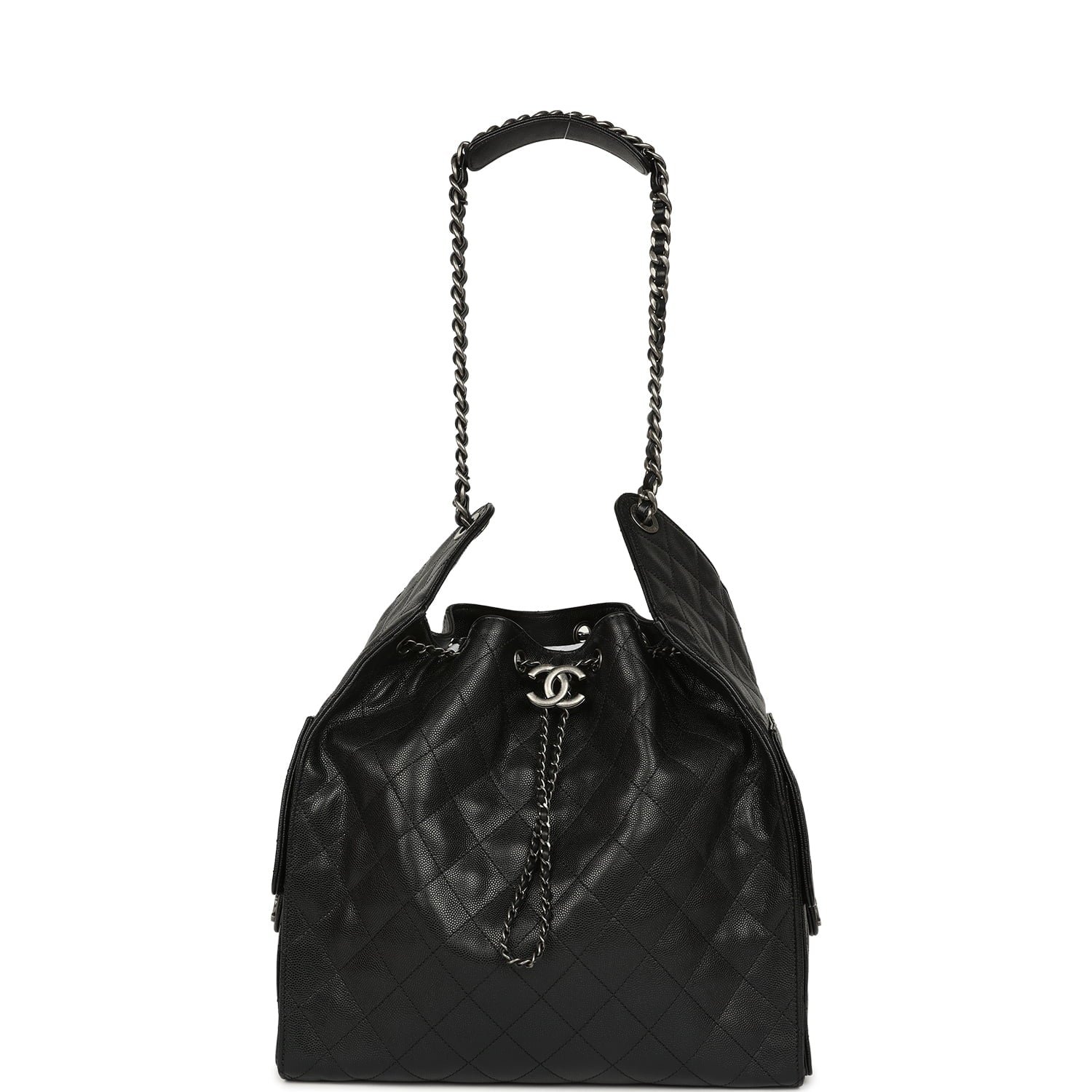 Chanel Medium Hobo Black Caviar Ruthenium — view 6