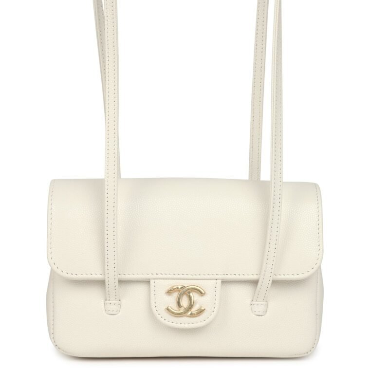 Chanel Mini Clutch White Shiny Caviar for Sale