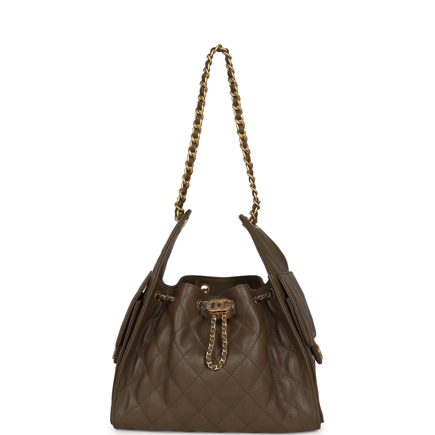 Chanel Small Hobo Khaki Caviar — view 6