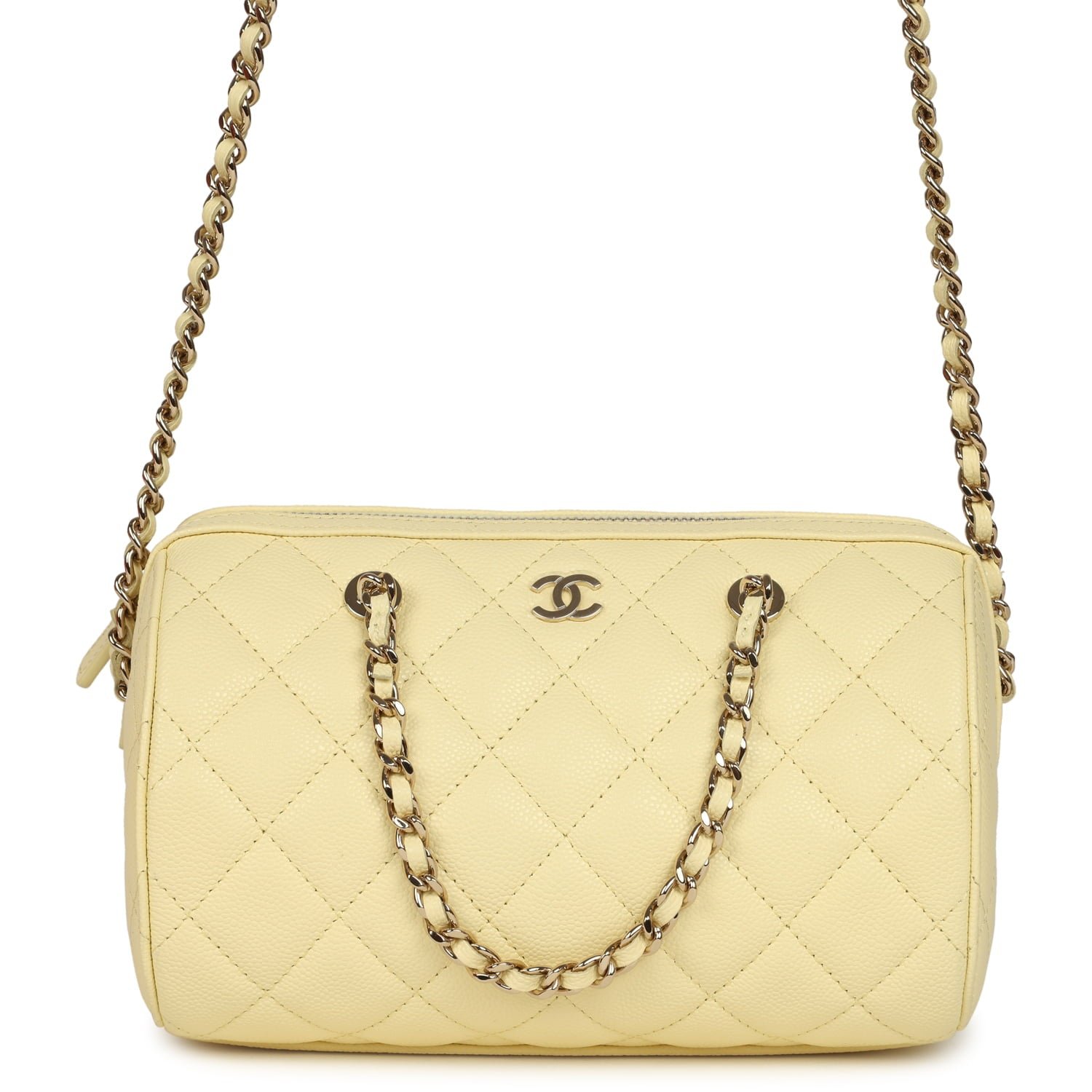Chanel Mini Timeless Barrel Bag Yellow Shiny Caviar