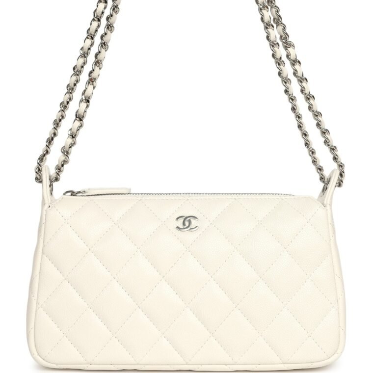 Chanel Small Clutch White Caviar for Sale