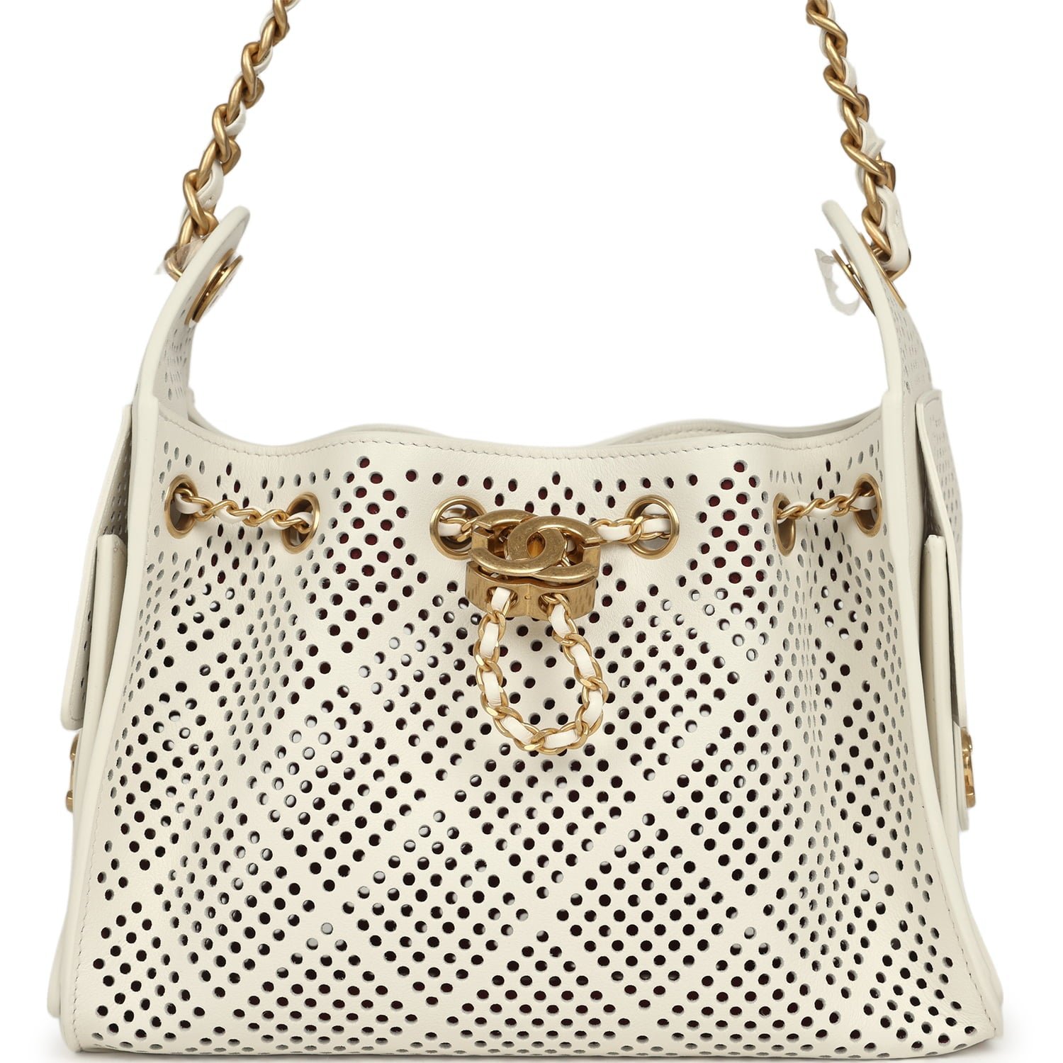 Chanel Mini Hobo White Calfskin