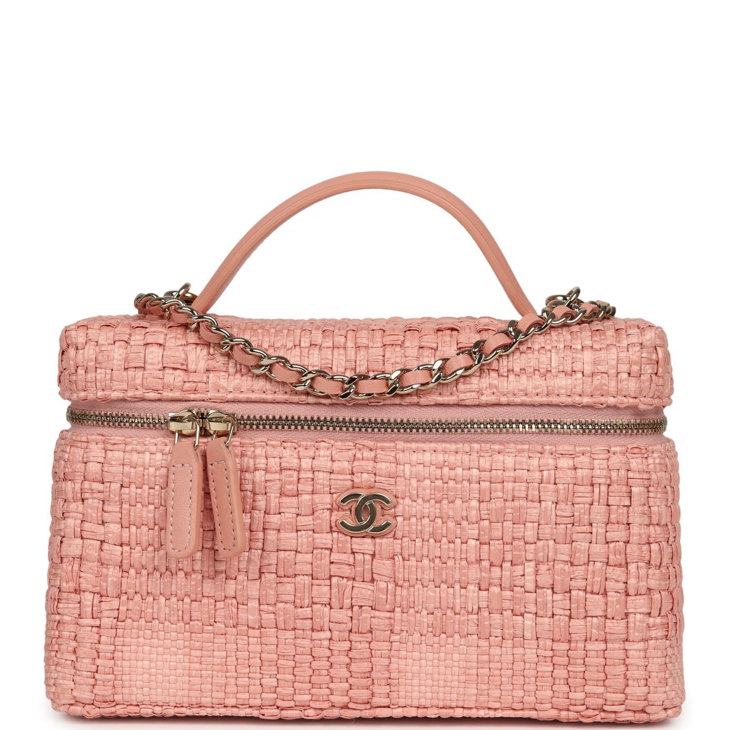 Chanel Vanity Case Light Pink Raffia