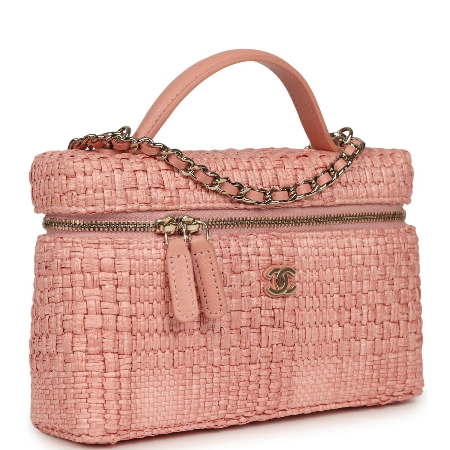 Chanel Vanity Case Light Pink Raffia — view 2