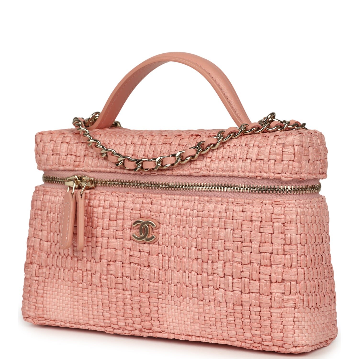 Chanel Vanity Case Light Pink Raffia — view 3