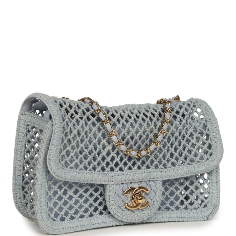 Chanel Small Flap Bag Light Blue Leather for Sale — alternate view