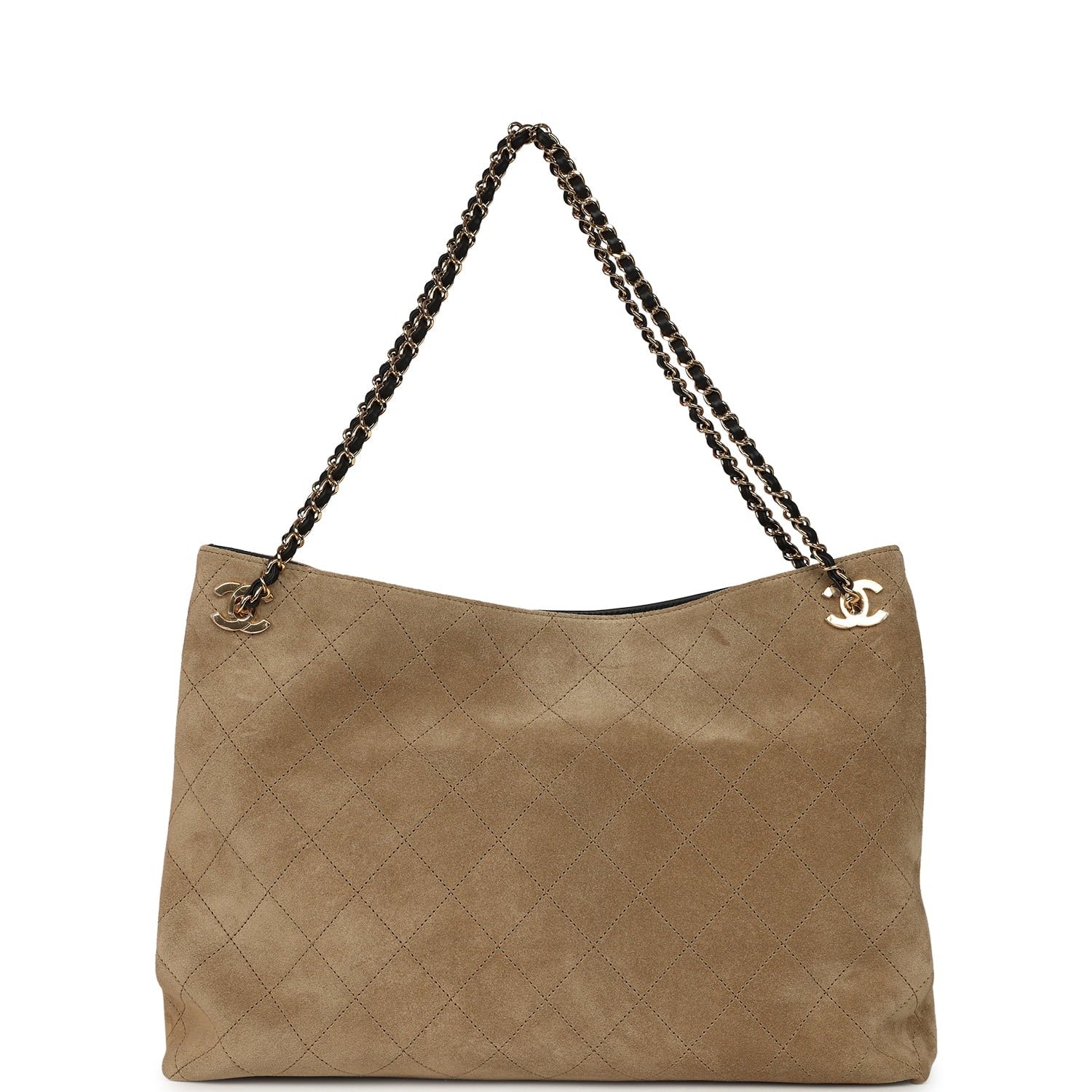 Chanel Large Shopping Bag Dark Beige Suede