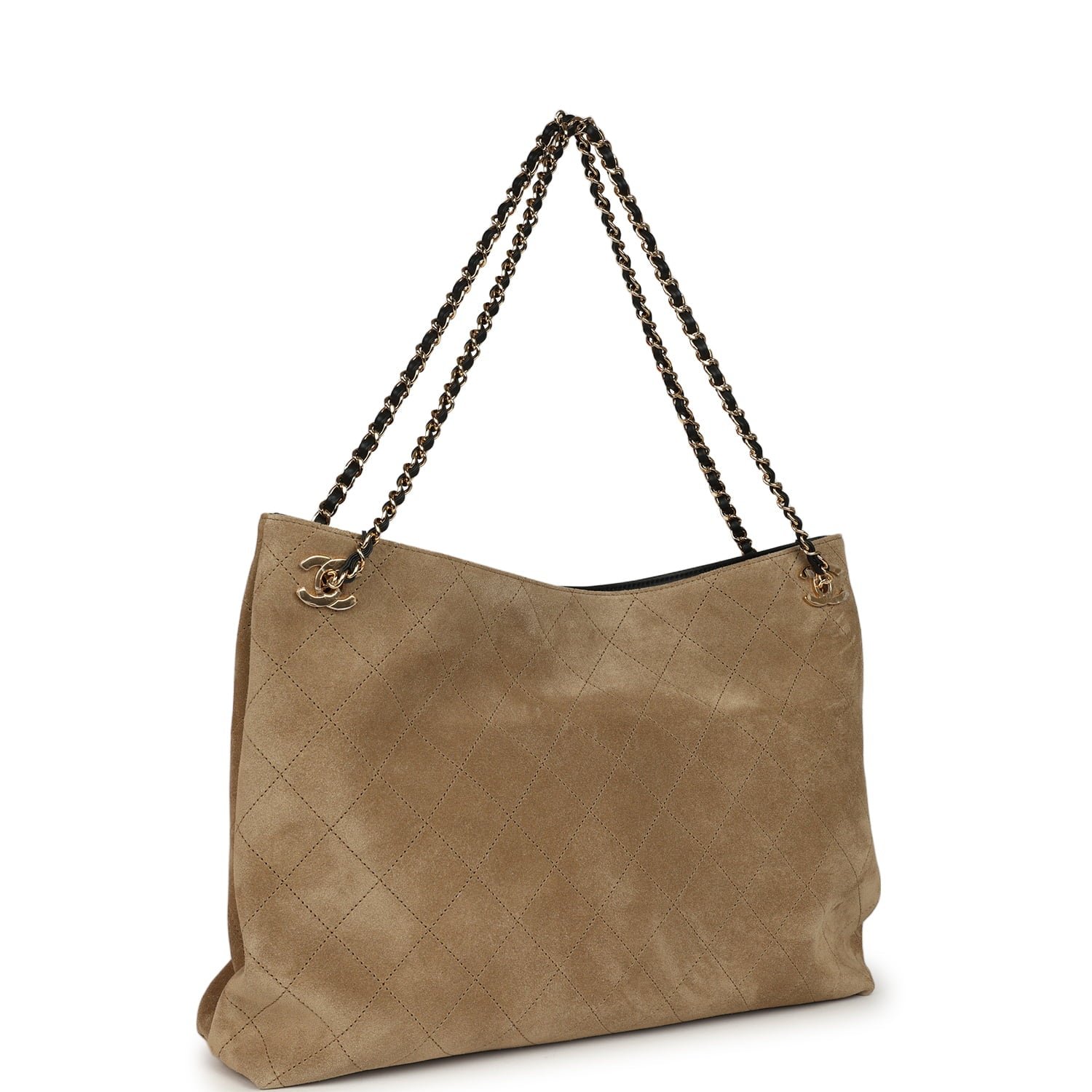 Chanel Large Shopping Bag Dark Beige Suede — view 2