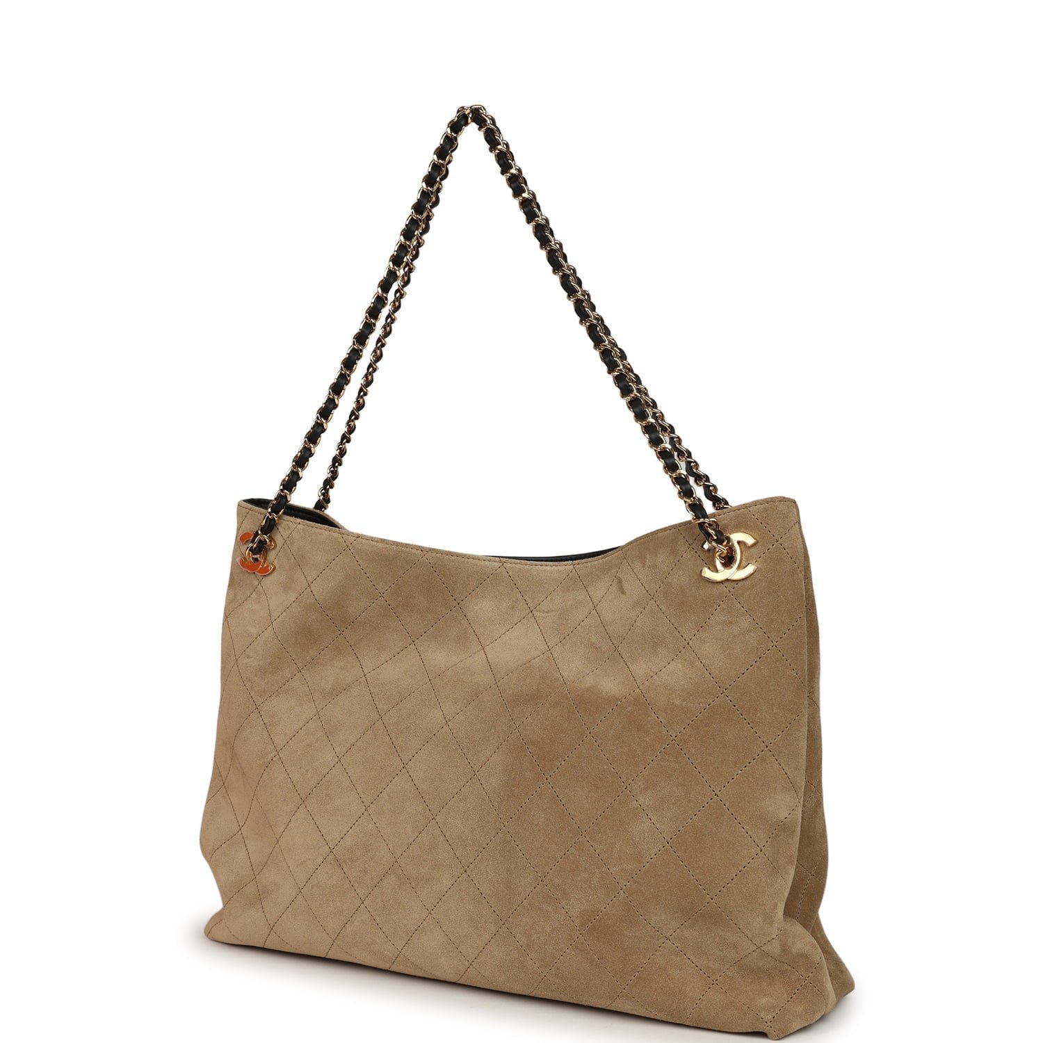 Chanel Large Shopping Bag Dark Beige Suede — view 3