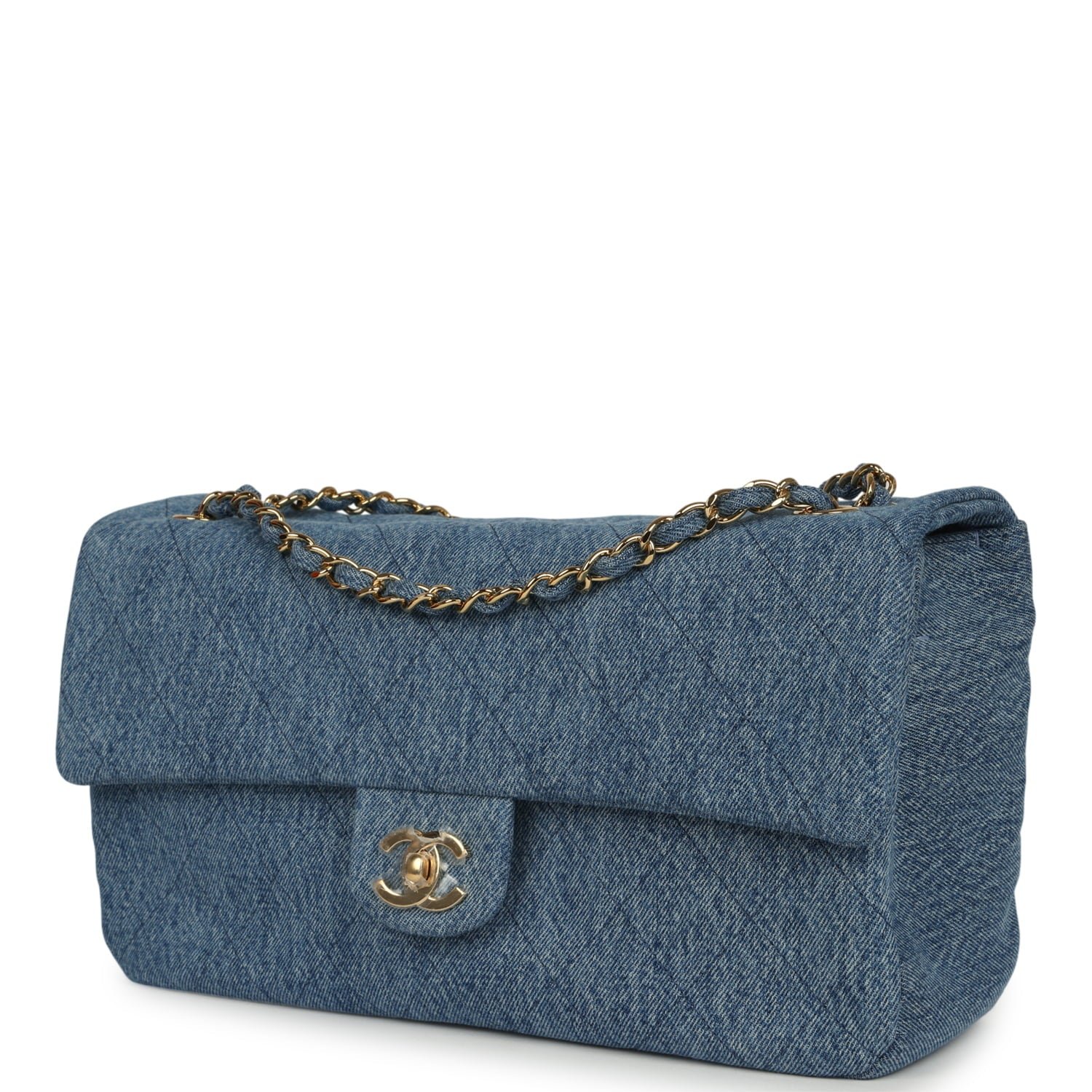 Chanel Small Flap Bag Blue Denim — view 3