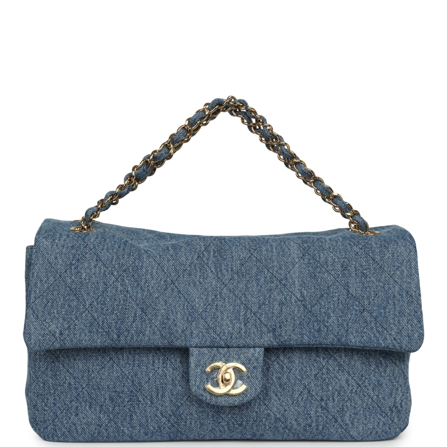 Chanel Small Flap Bag Blue Denim — view 7