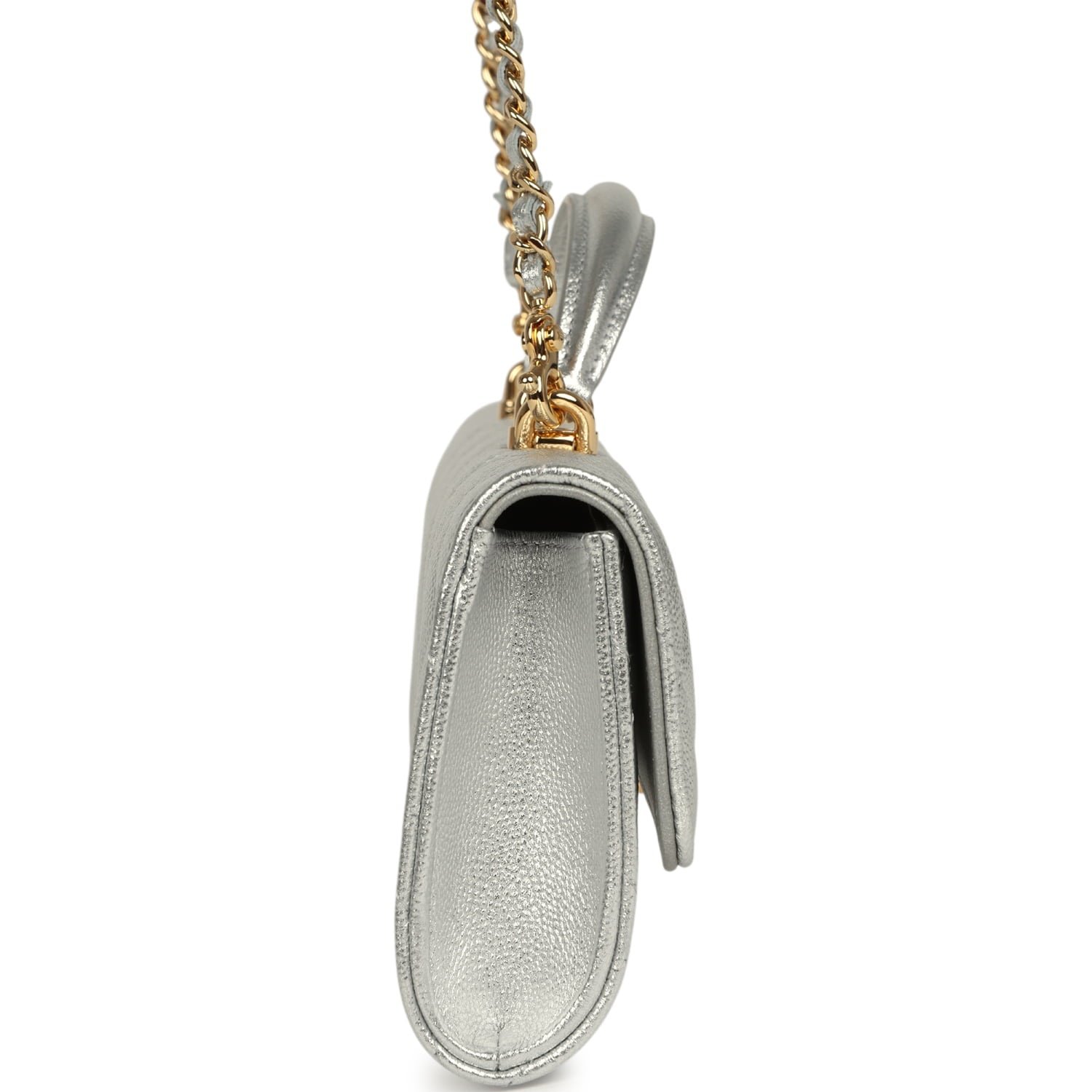 Chanel Clutch with Chain Metallic Silver Caviar — view 4