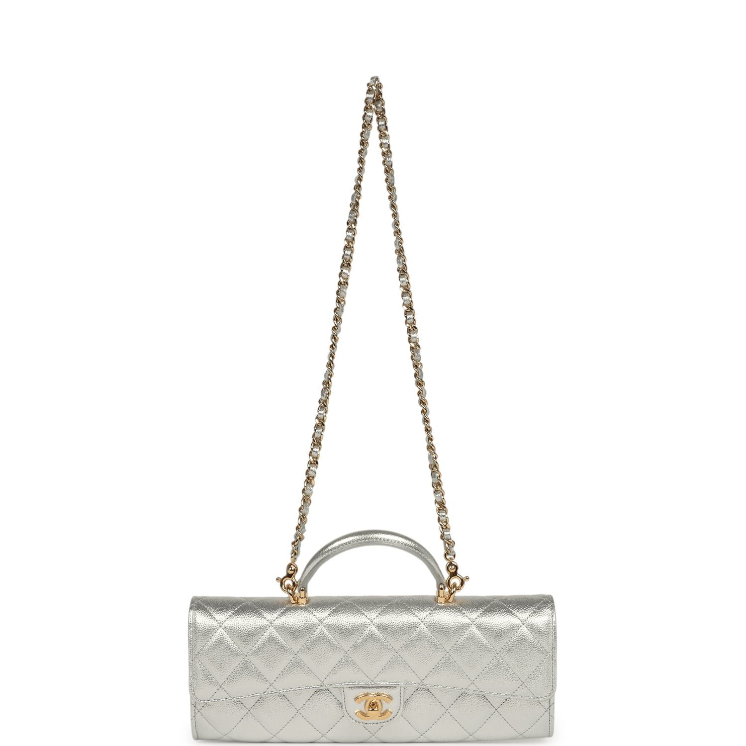 Chanel Clutch with Chain Metallic Silver Caviar — view 6